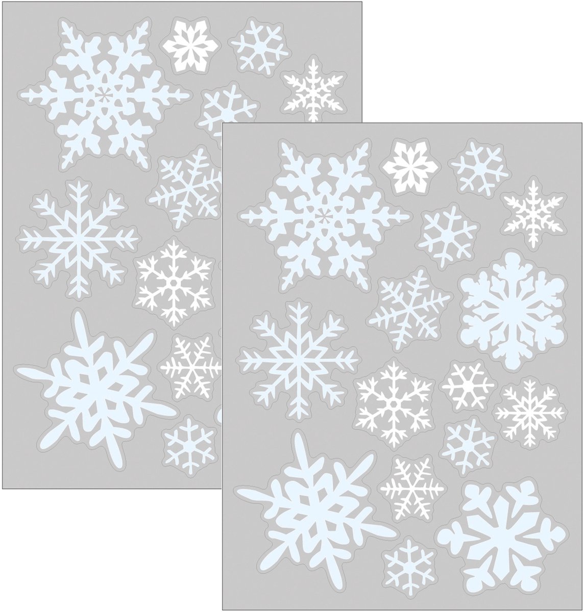 Annas Collection Kerst raamstickers sneeuwvlokken - 2x - vel van 34 x 28 cm - raamdecoratie - raamversiering